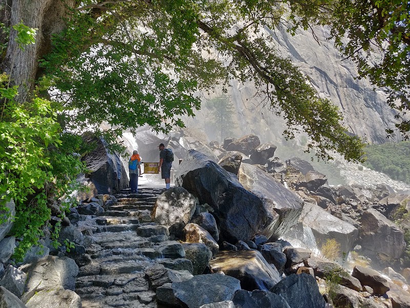 Visiting Wapama Falls at Hetch Hetchy in Hetch Hetchy Reservoir outdoor detail