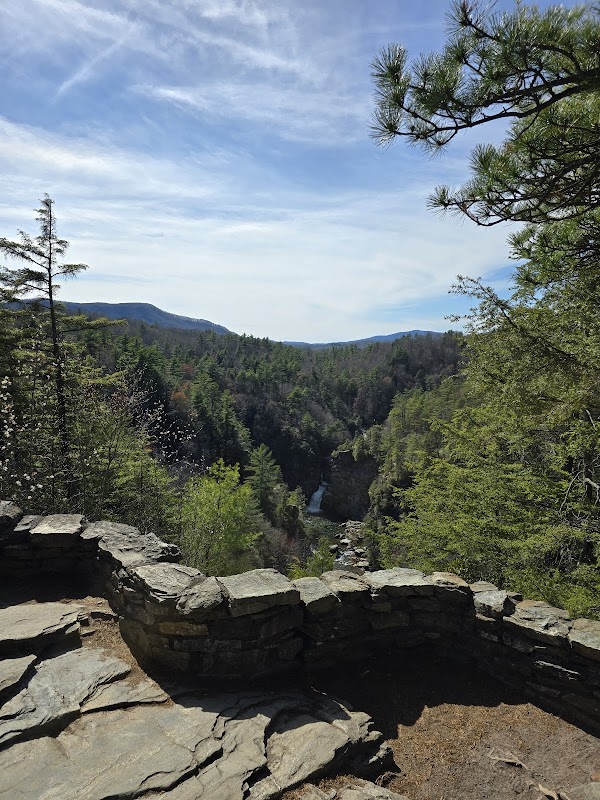Linville Falls - Trail and Waterfall surrounding landscape