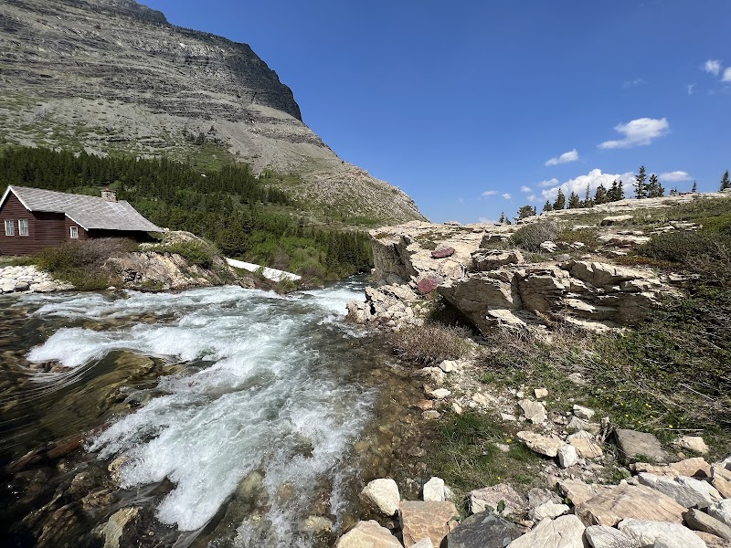 Majestic Falls at Swiftcurrent surrounding landscape