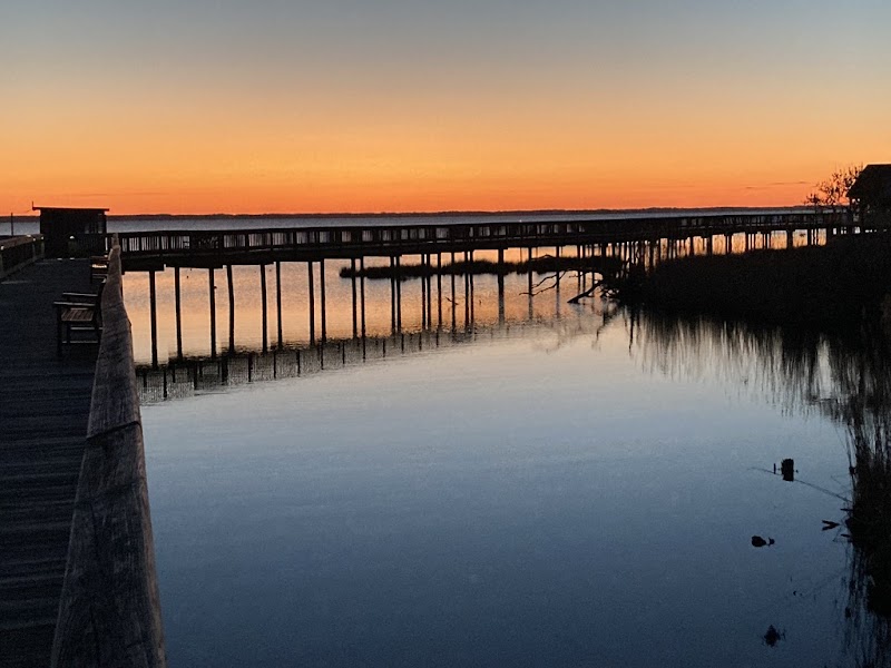 Sunset Serenity: Duck Town Park Boardwalk surrounding landscape