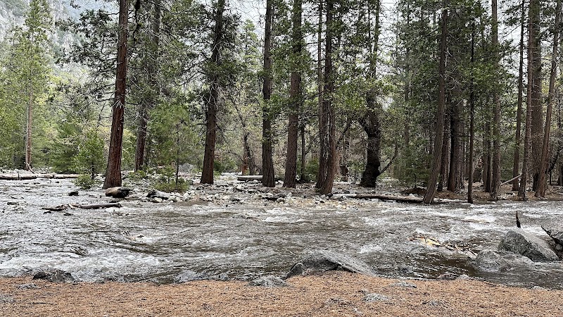 Majestic Waters: Upper Yosemite Falls surrounding landscape