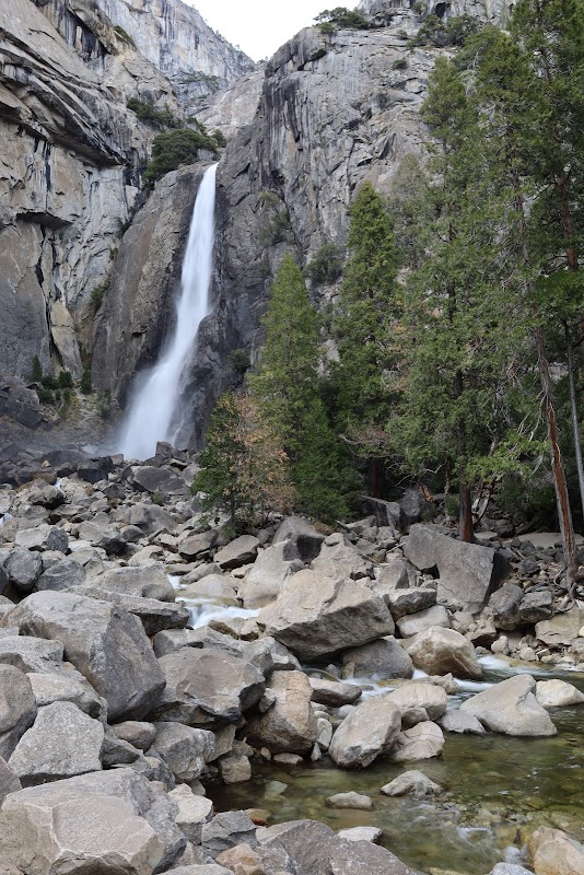 Majestic Upper Yosemite Falls surrounding landscape