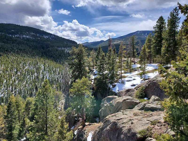 Waterfall and Woods at Maxwell Falls Trailhead, Conifer, CO outdoor detail