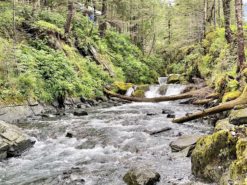 Scenic Waterfall and Forest Trail near Whittier, Alaska - Emerald Cove Trail