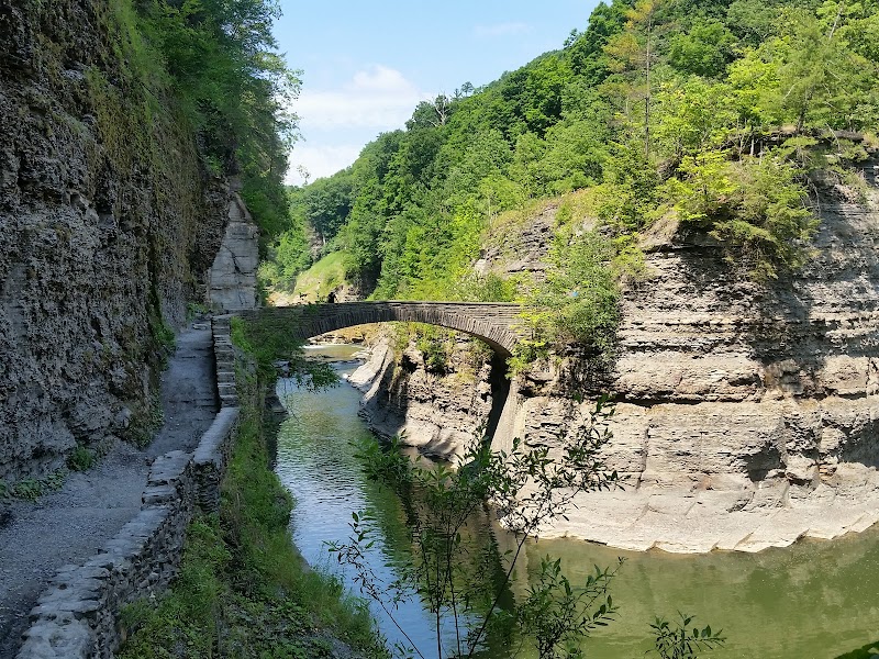 Natural Rock Formations and Scenic Bridge near Hunt, NY outdoor detail