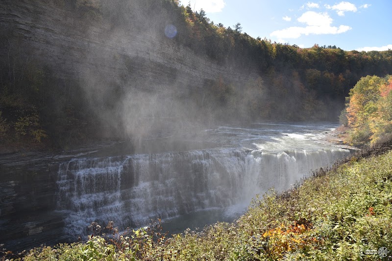 Natural Rock Formations and Scenic Bridge near Hunt, NY - Pedestrian bridge