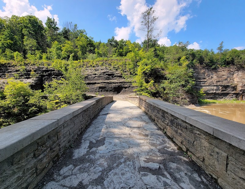 Natural Rock Formations and Scenic Bridge near Hunt, NY surrounding landscape