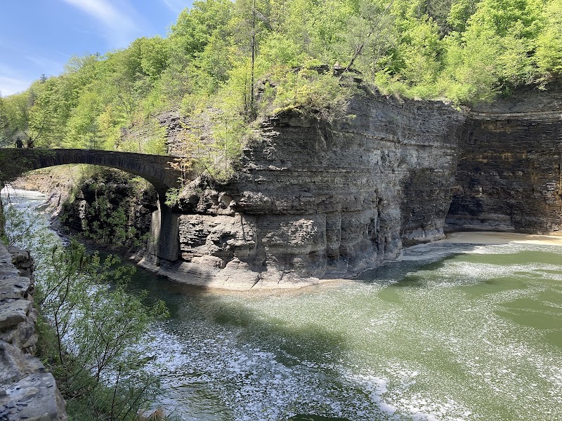 Natural Rock Formations and Scenic Bridge near Hunt, NY