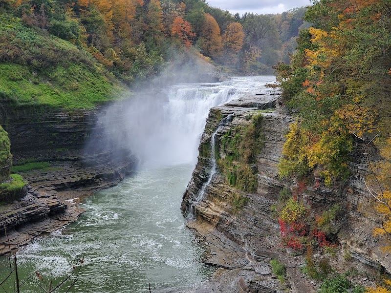 Waterfall Wonder: Letchworth State Park Upper Falls surrounding landscape
