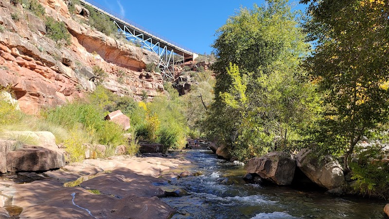 Scenic River & Bridge Views at Midgley Bridge Picnic Area, Sedona surrounding landscape
