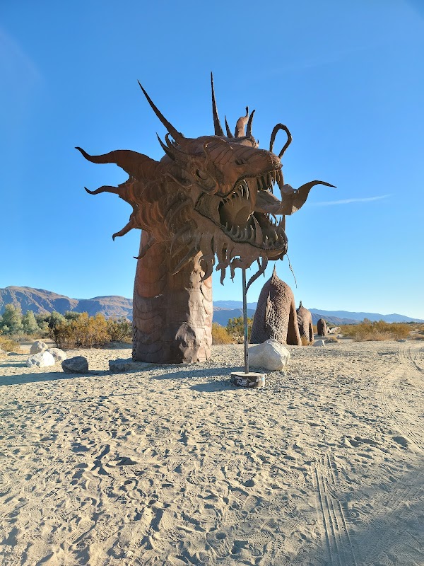 Outdoor Art & Desert Landscape at Borrego Springs Serpent Sculpture surrounding landscape